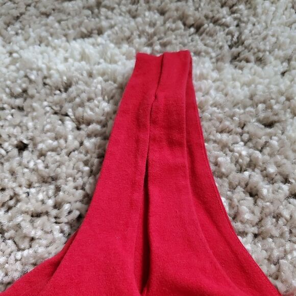 Moda International Built-in Bra Asymmetrical Top Women's Size Medium in Red - Picture 2 of 5